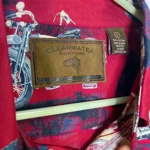 Clearwater outfitters Harley Davidson, motorcycle, red, high-quality cotton SZ-L - Picture 3 of 5